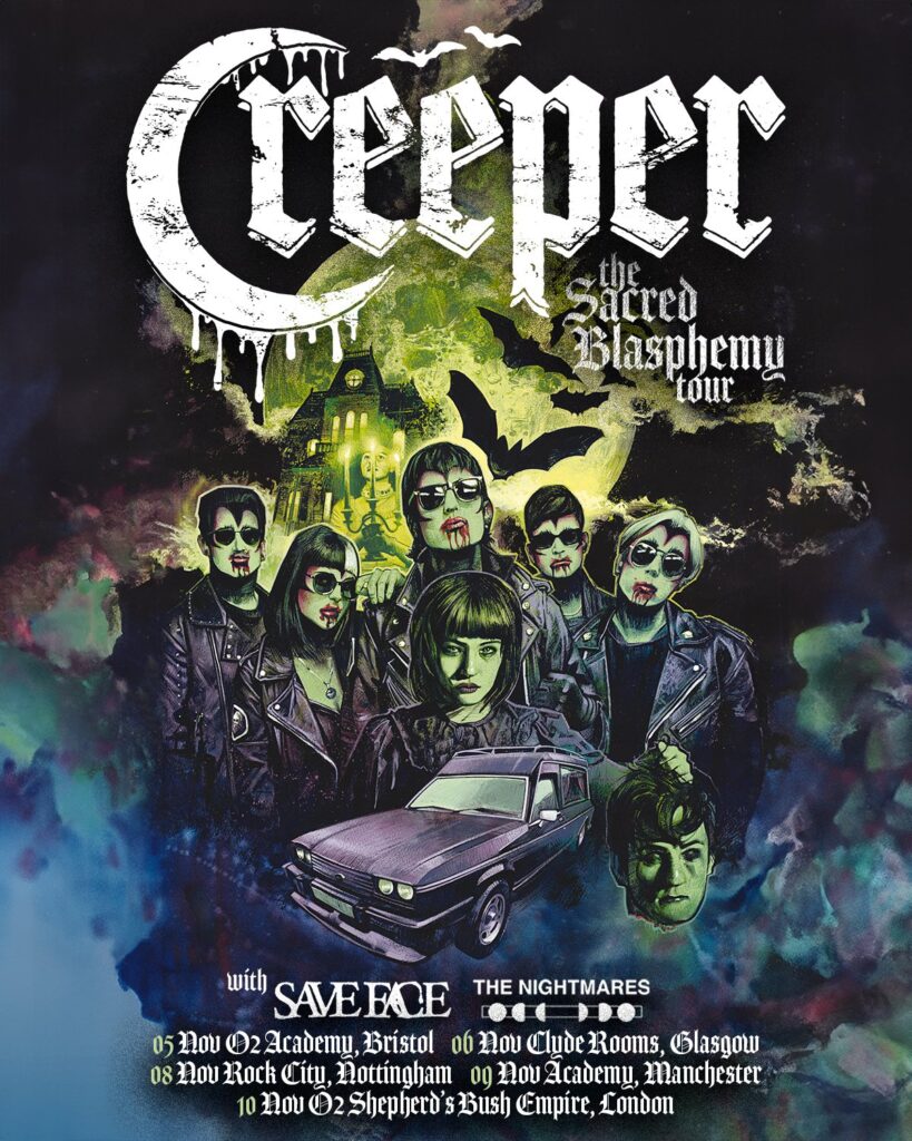 Creeper Sacred Blasphemy tour full poster old sarum tattoo