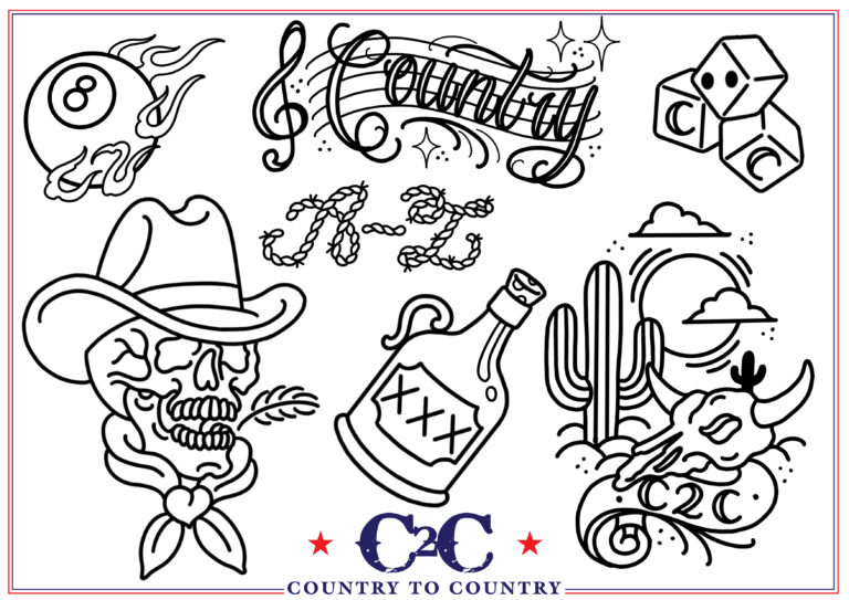 Country to country 2025 old sarum tattoo flash sheet