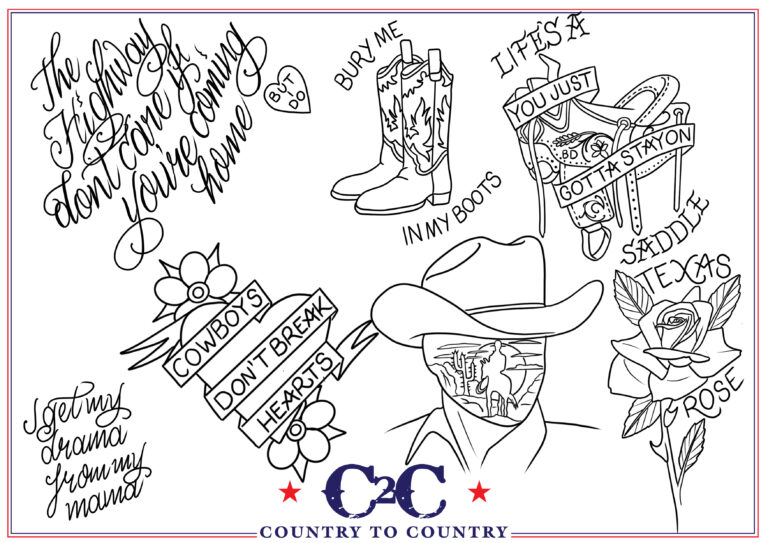 Country to country 2025 old sarum tattoo flash sheet