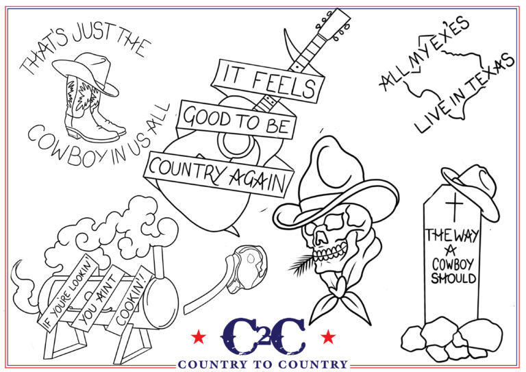 Country to country 2025 old sarum tattoo flash sheet