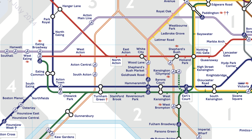 Korn Tube map to get to gunnersbury park