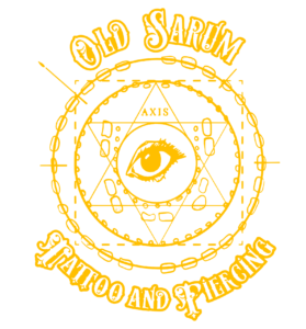 Old Sarum Tattoo Logo In Gold Full Size
