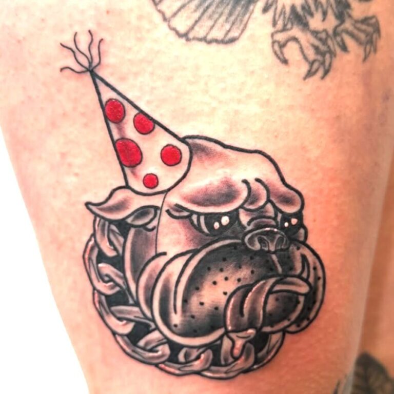 Old Sarum Tattoo sad bulldog tattoo portfolio image