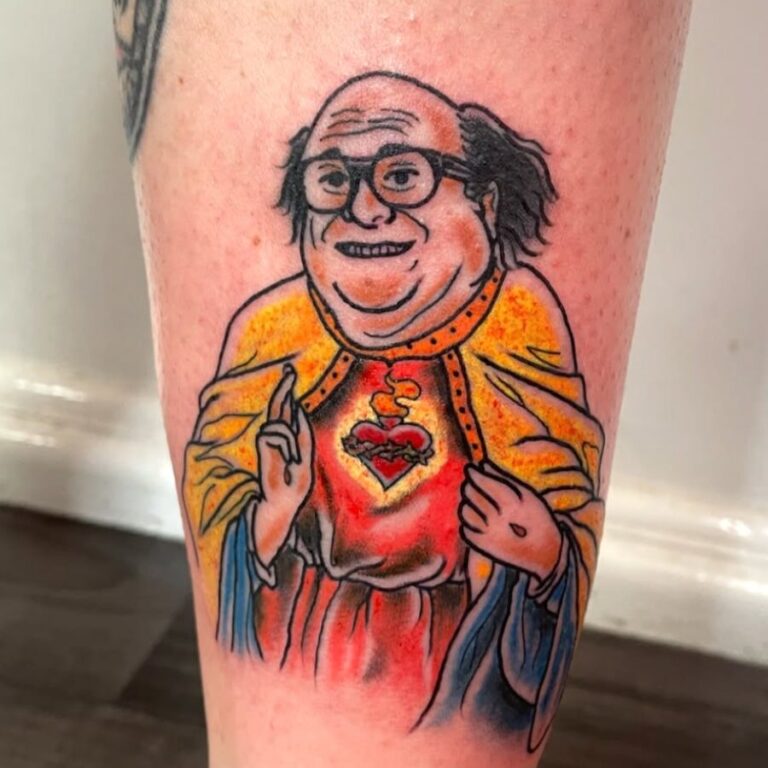 Old Sarum Tattoo Danny Devito Jesus portfolio tattoo image
