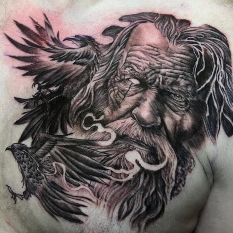 Old Sarum Tattoo Odin Viking tattoo portfolio piece
