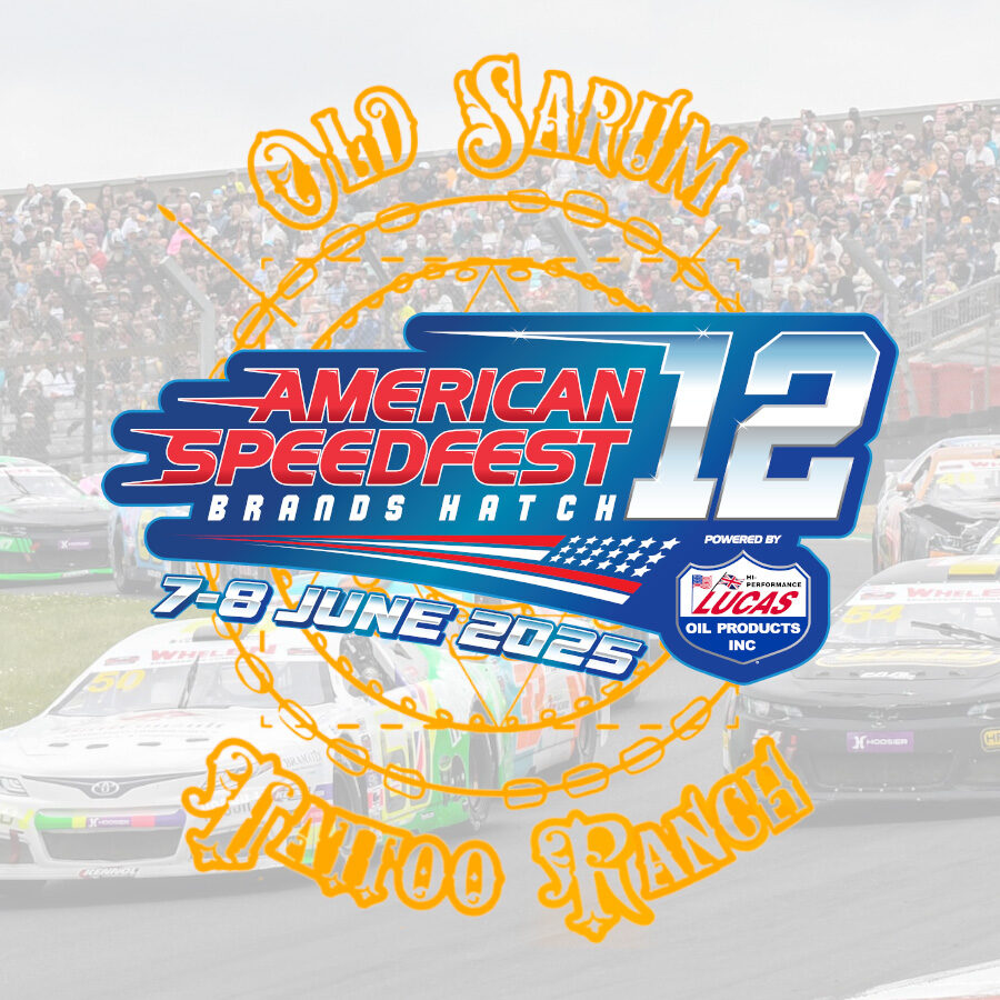 Old Sarum Tattoo Speedfest 2025 logo cross over brands hatch race course
