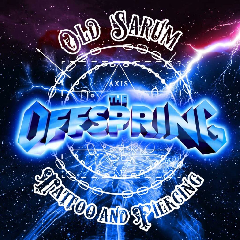 Old Sarum Tattoo and The Offspring official tattoo and merch popup logo for their 2025 Supercharged tour